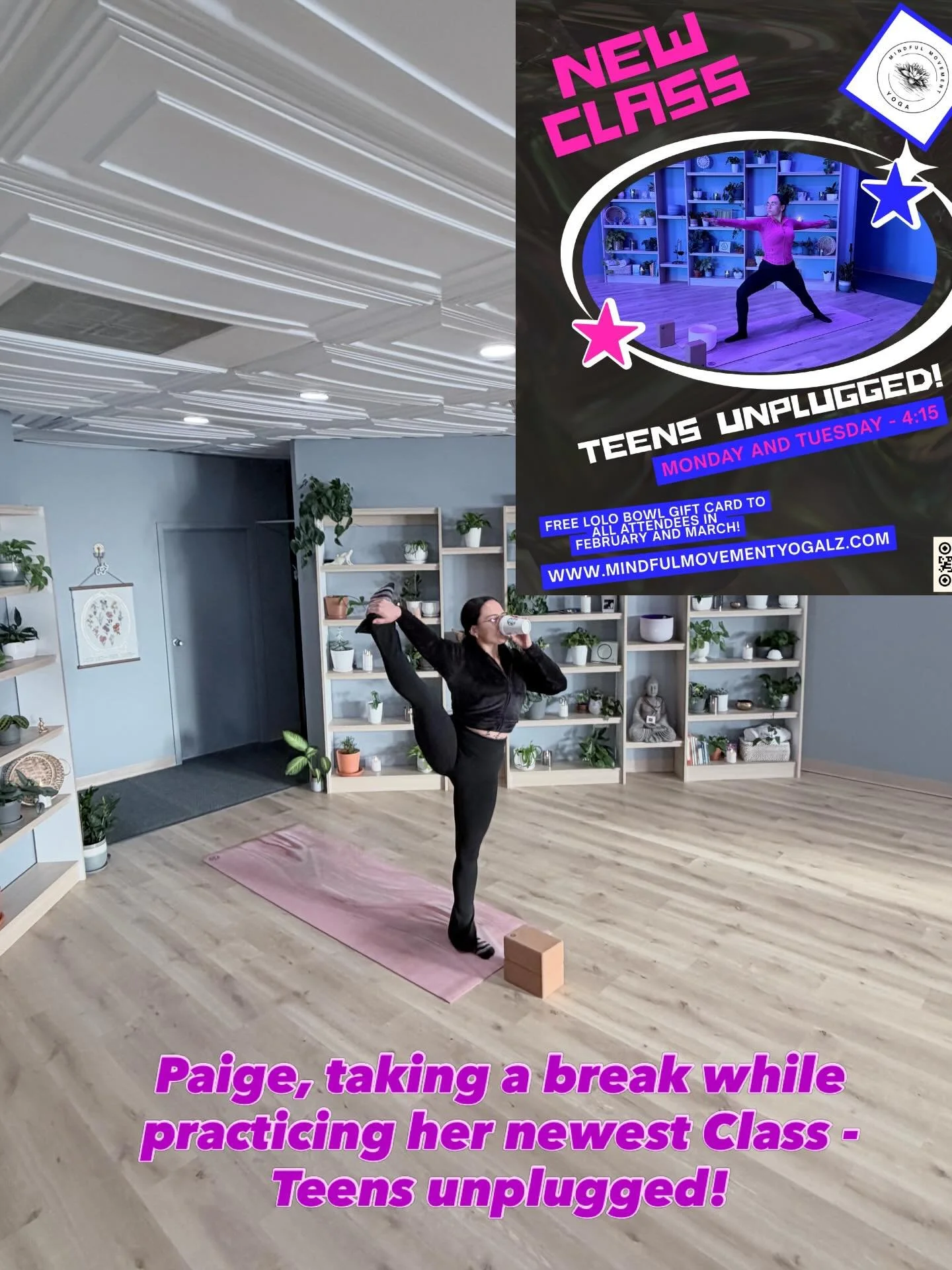 Take some time this weekend to connect with your teen and share our newest class!
Teens Unplugged is a space for teens to step away from screens, take a break from busy schedules, and find connection through community and movement.
Paige will guide p
