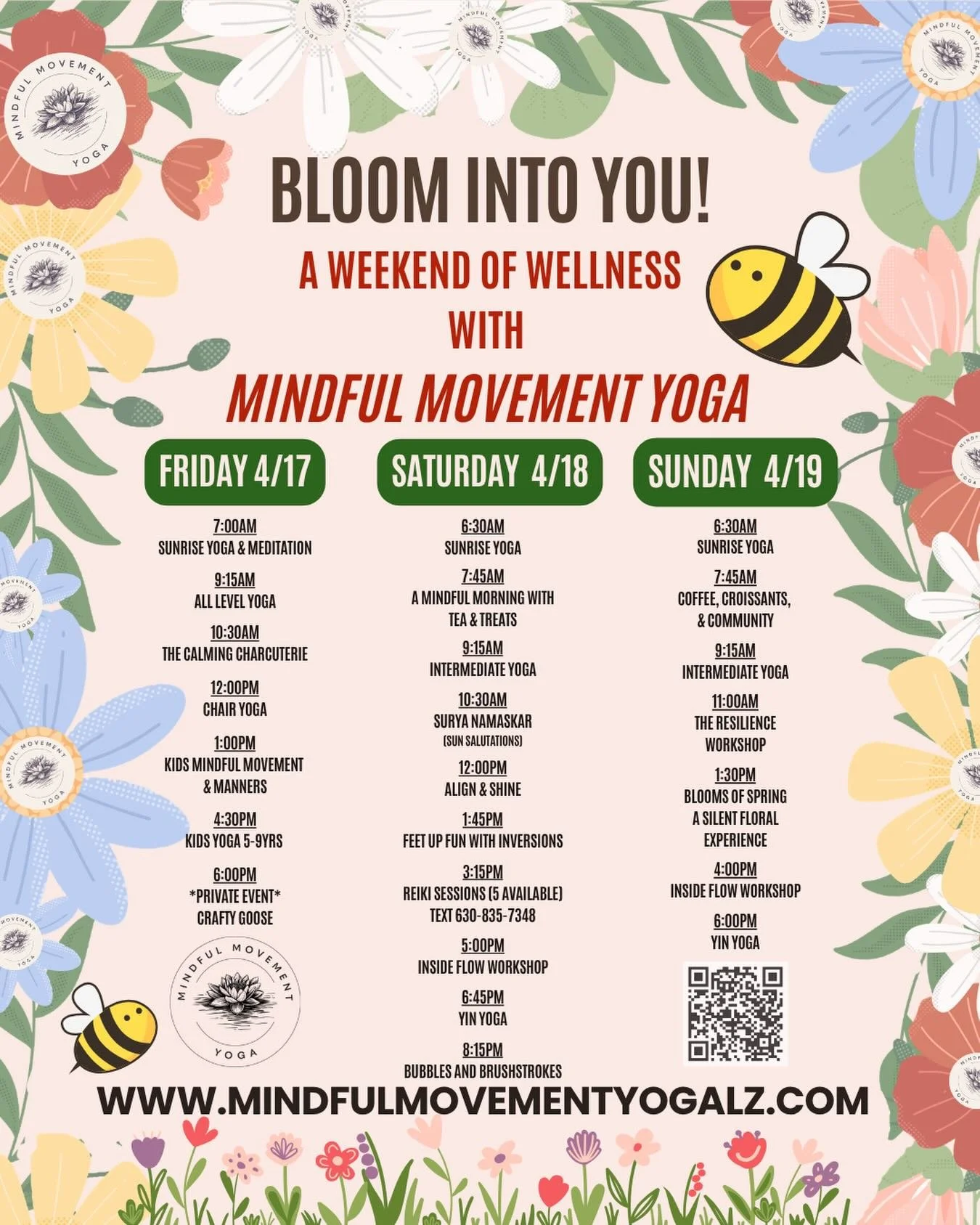 Bloom into You!
A Wellness Weekend at Mindful Movement Yoga

Step into a space where growth feels natural, rest is encouraged, and transformation begins from within. Join us for a soulful weekend of yoga, mindfulness, and connection designed to help 