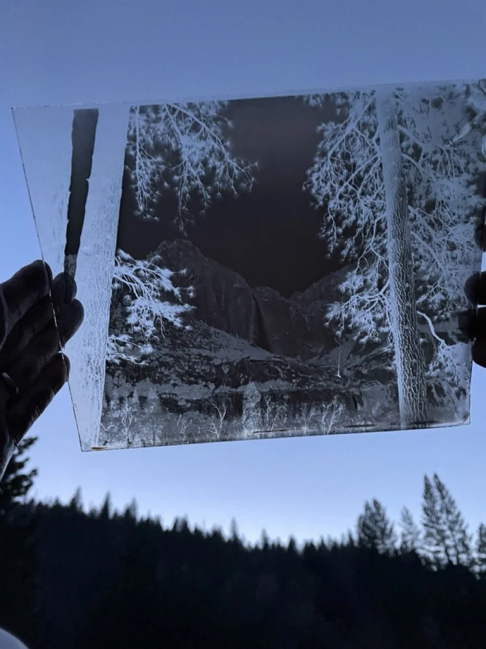 Wet Plate Collodion Glass Negative of Yosemite Falls, California