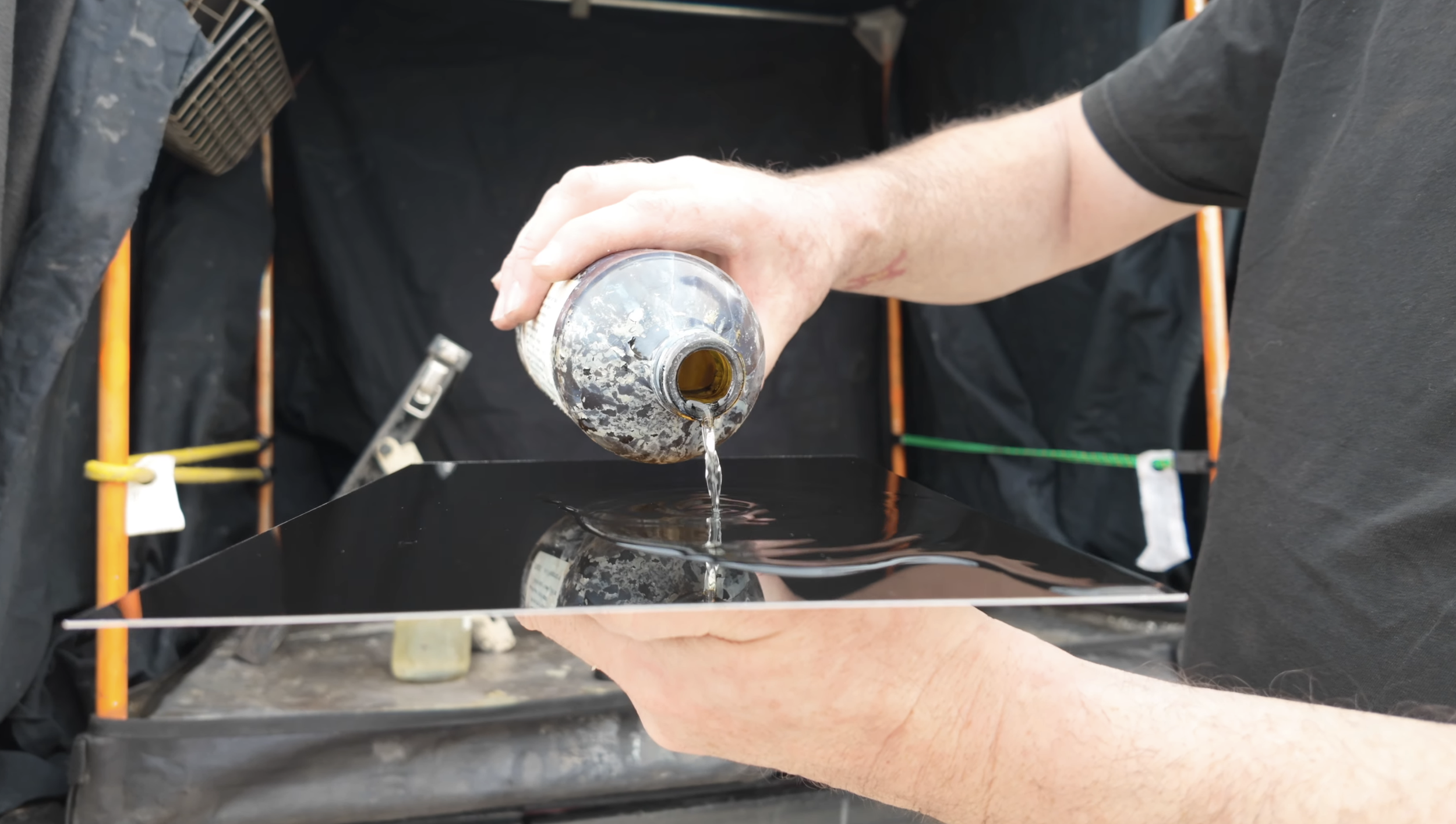 Pouring a Collodion Tintype Plate