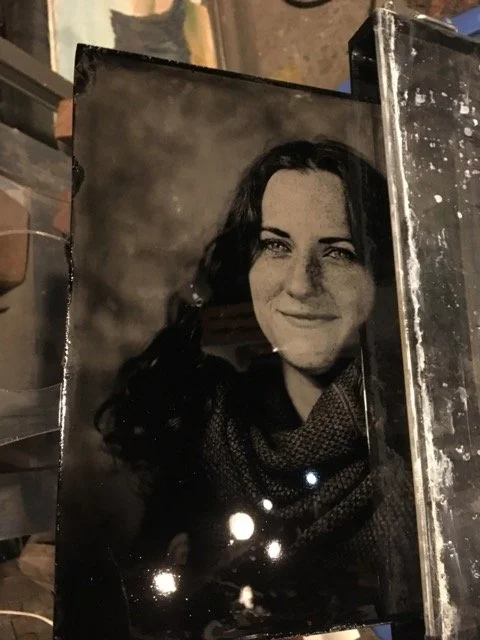 Wet Plate Collodion Tintype coming out of the fixer bath