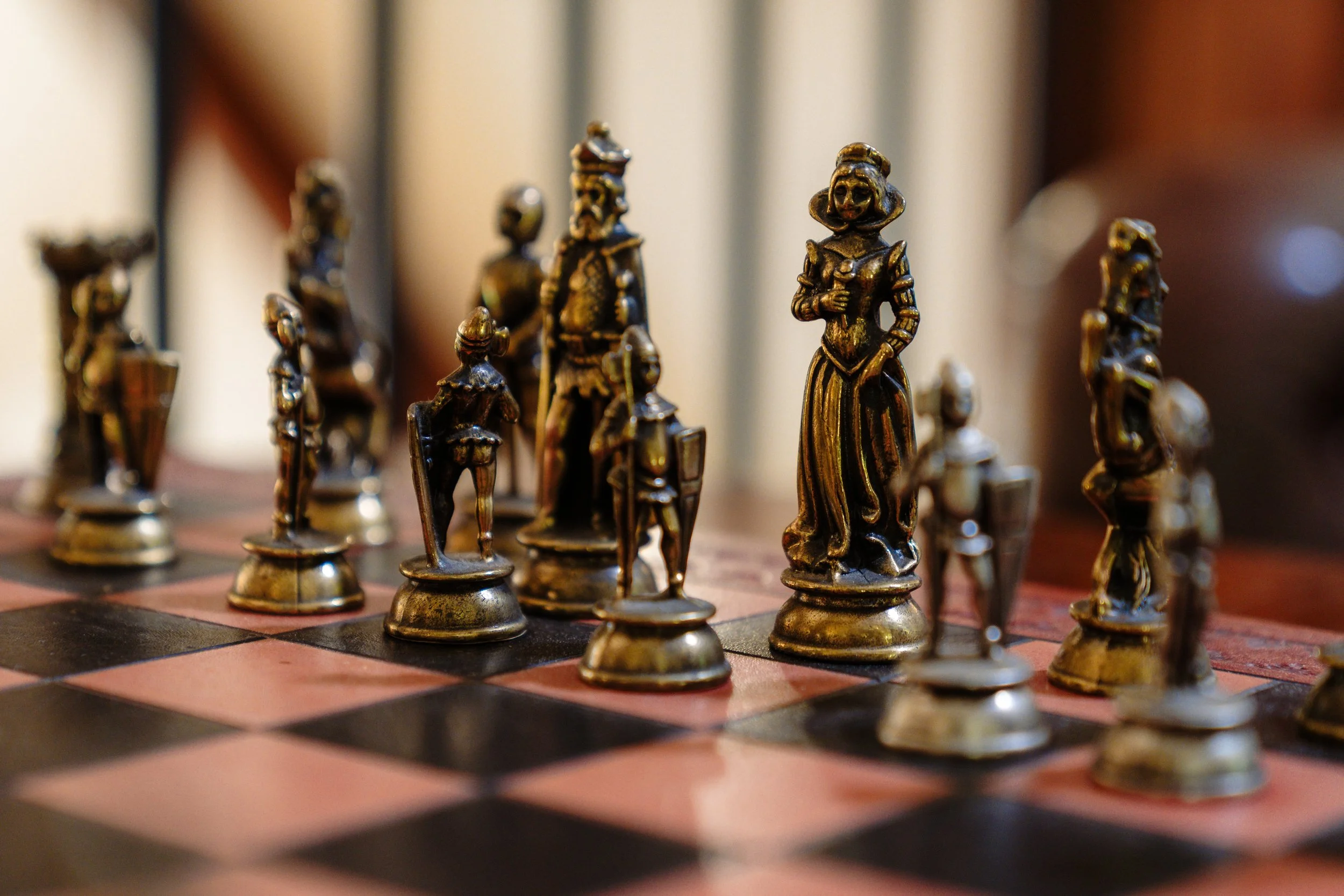 Ornate chess set in the loft at Stonefly Lodge