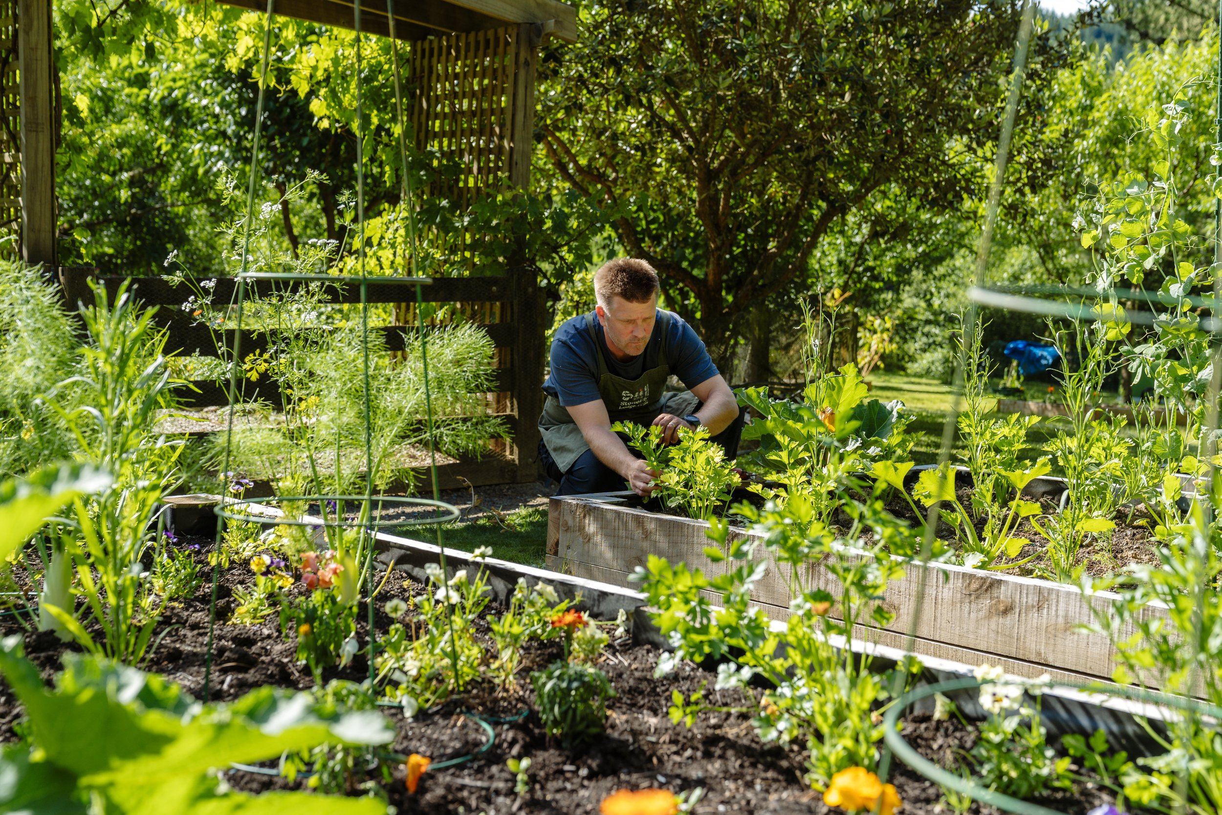Chef Andres in the Stonefly Lodge garden