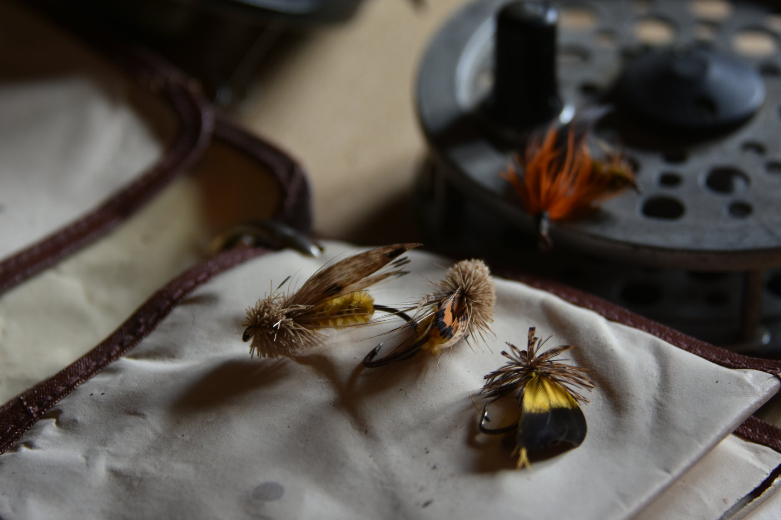 Close up of fly fishing flies at Stonefly Lodge