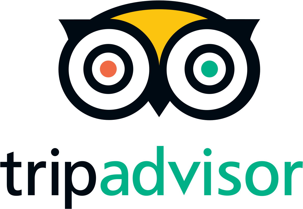 TripAdvisor logo featuring an owl face with large eyes and a yellow beak, above the word 'tripadvisor'.
