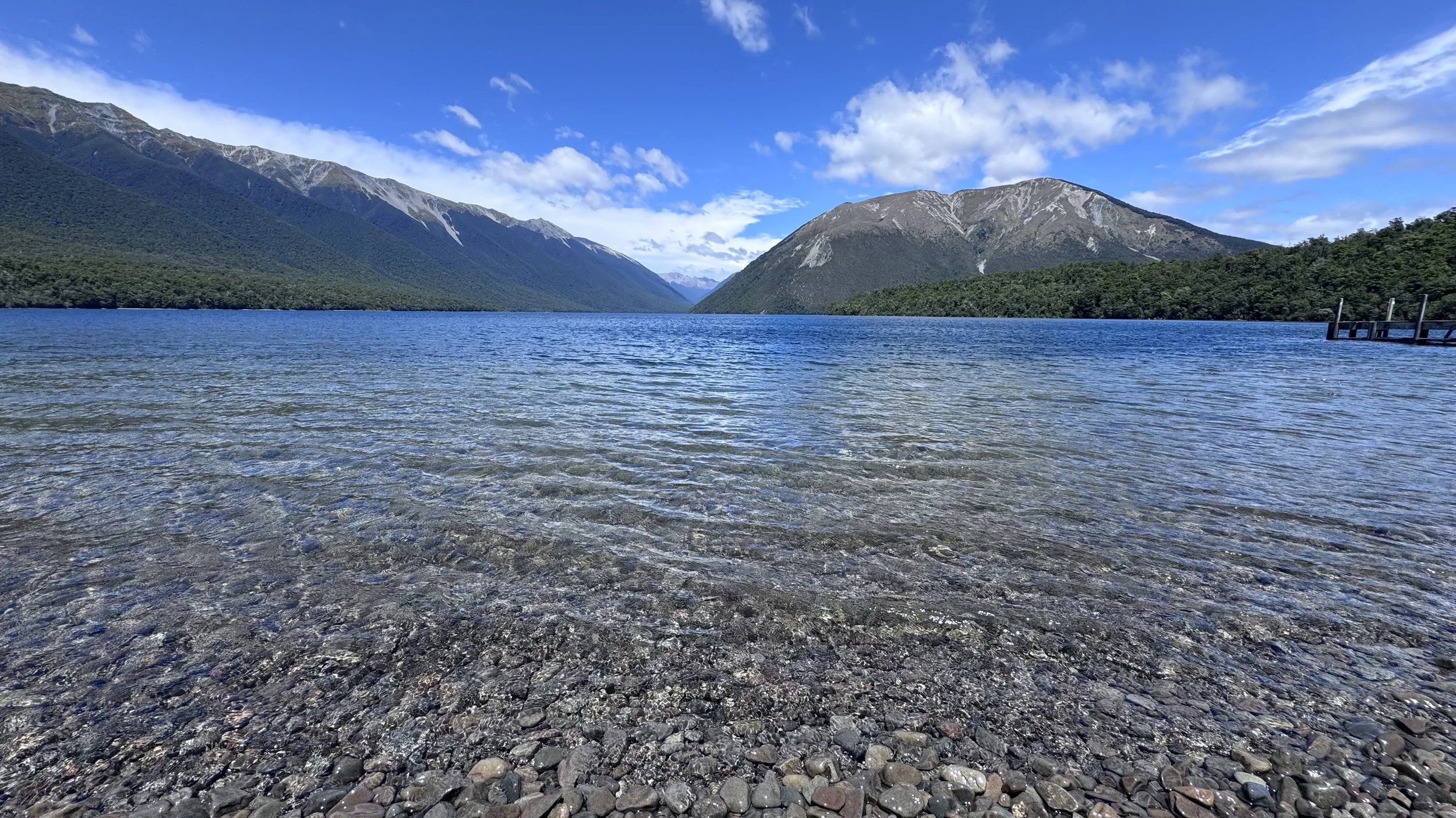 Crystal clear waters of Nelson Lakes National Park near Stonefly Lodge