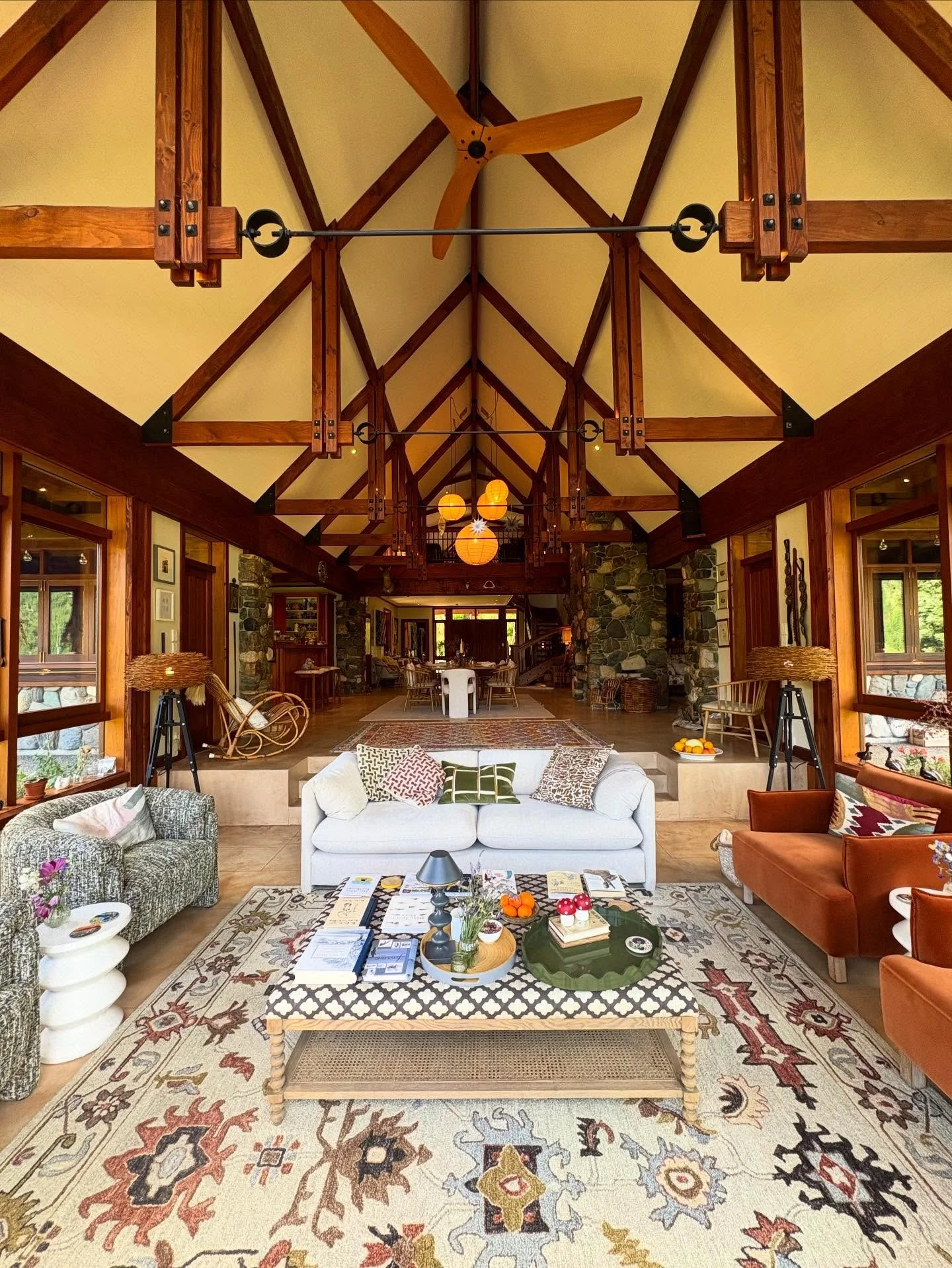 Main dining hall and atrium at Stonefly Lodge