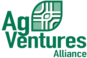 Logo of AgVenture Alliance with a leaf and circuit design
