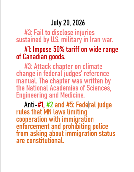 July 20, 2026 daily threats to American democracy