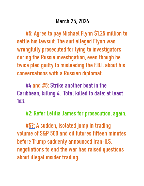 March 25, 2026 daily threats to American democracy