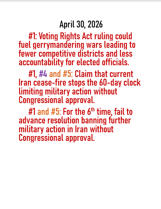 April 30, 2026 daily threats to American demoncracy