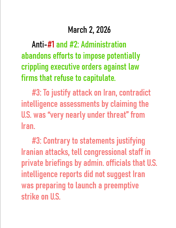March 2, 2026 threats to American democracy