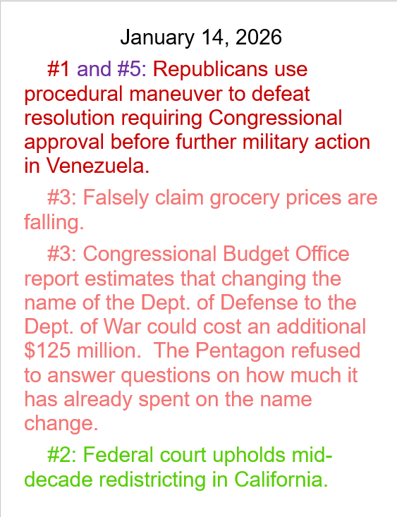 Jan. 14 daily threat to American democracy