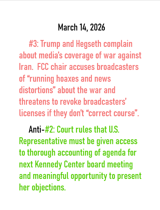 March 14, 2026 threats to American democracy