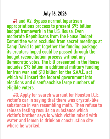 July 16, 2026 daily threats to American democracy