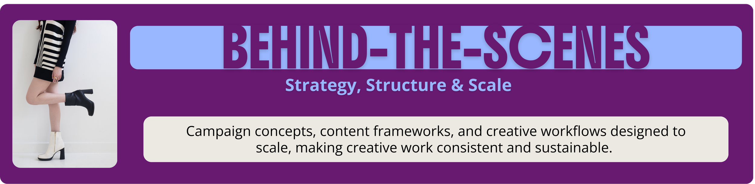 Creative strategy and behind-the-scenes systems that support scalable campaigns and consistent brand execution