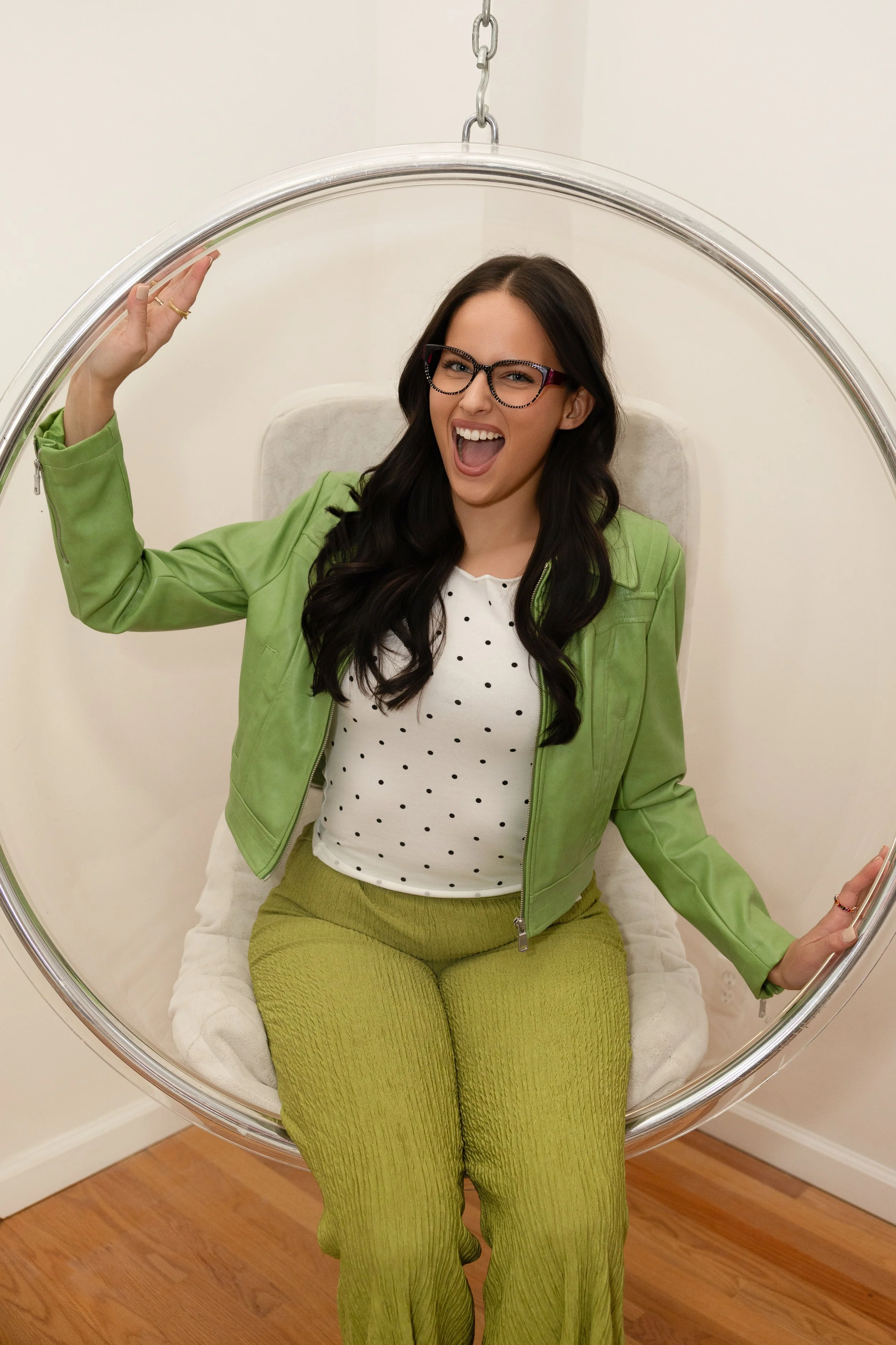 Model wearing NW 77th eyewear in a styled portrait.