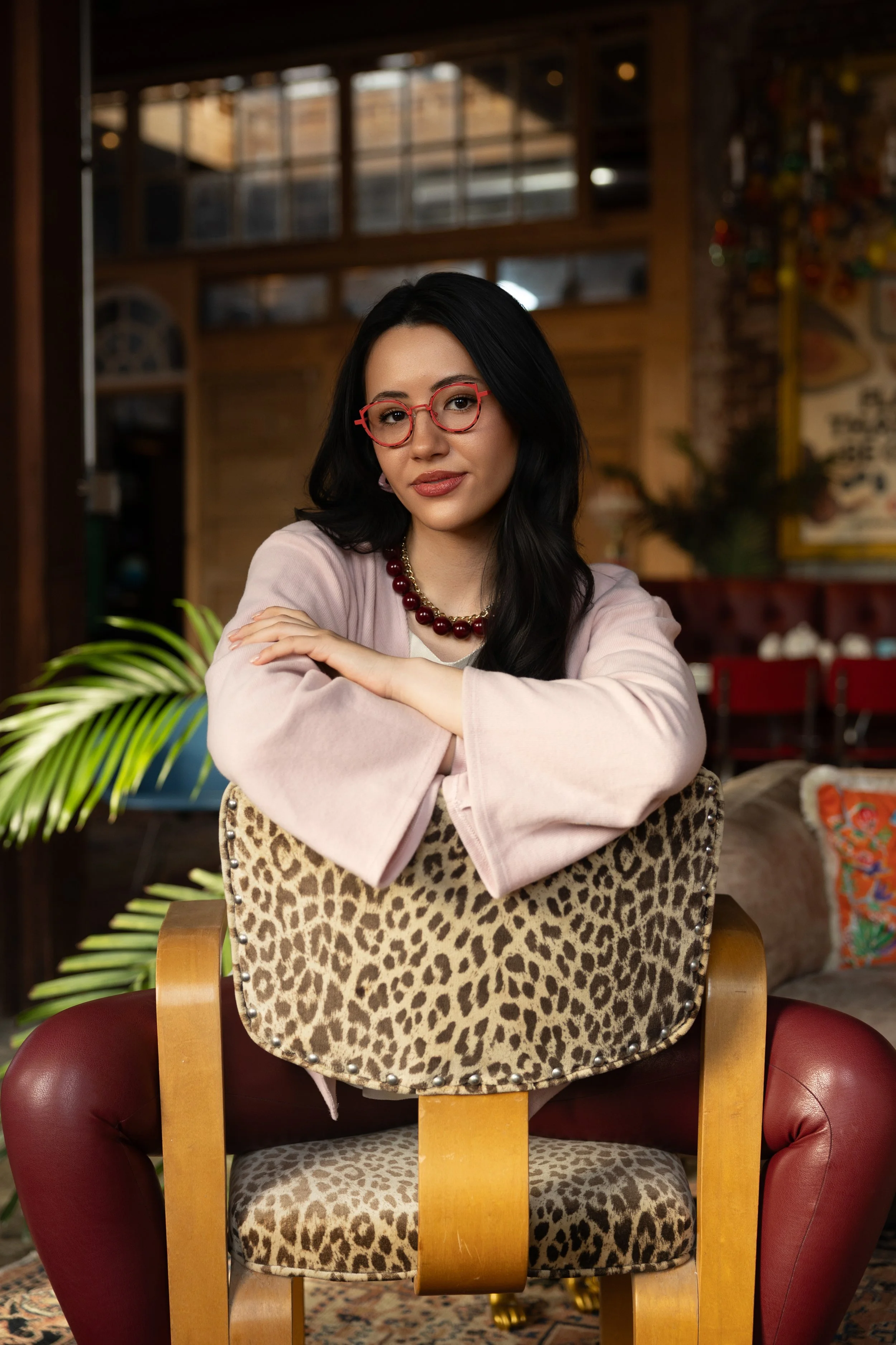 Model wearing NW 77th eyewear in a styled portrait