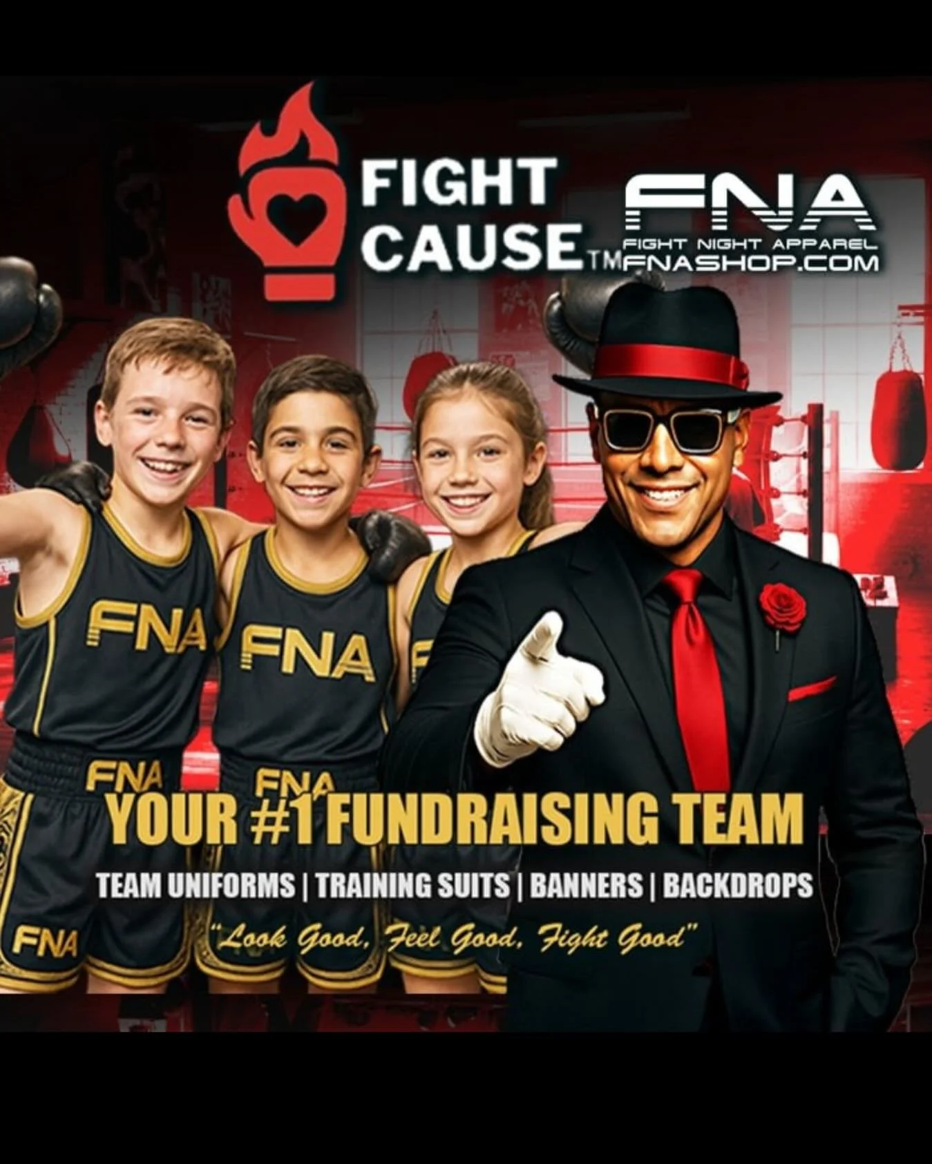 We are proud to partner with Fight Night Apparel (FNA) to offer custom competition uniforms. 

Run a campaign on FightCause to raise funds for custom your club's competition gear! 🥊 

#fightnightapparel 
#funraiser
#boxingcommunity