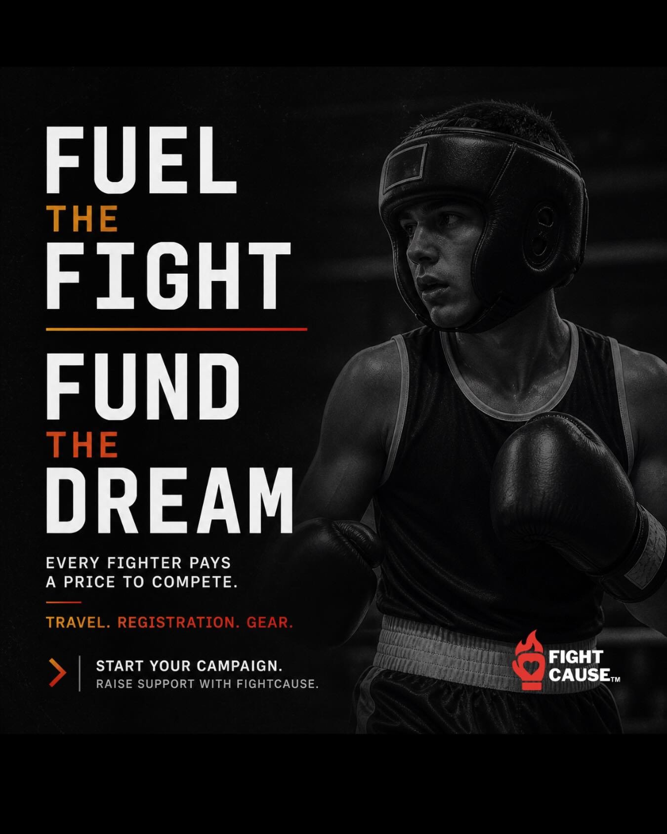 Fuel the fight. Fund the dream. 🥊

Every fighter pays a price to compete.
✈️ Travel. 🎟️ Registration. 🥊 Gear.

Most do it on their own.

FightCause gives fighters and coaches a way to raise support from the people already in their corner 🤝

Start