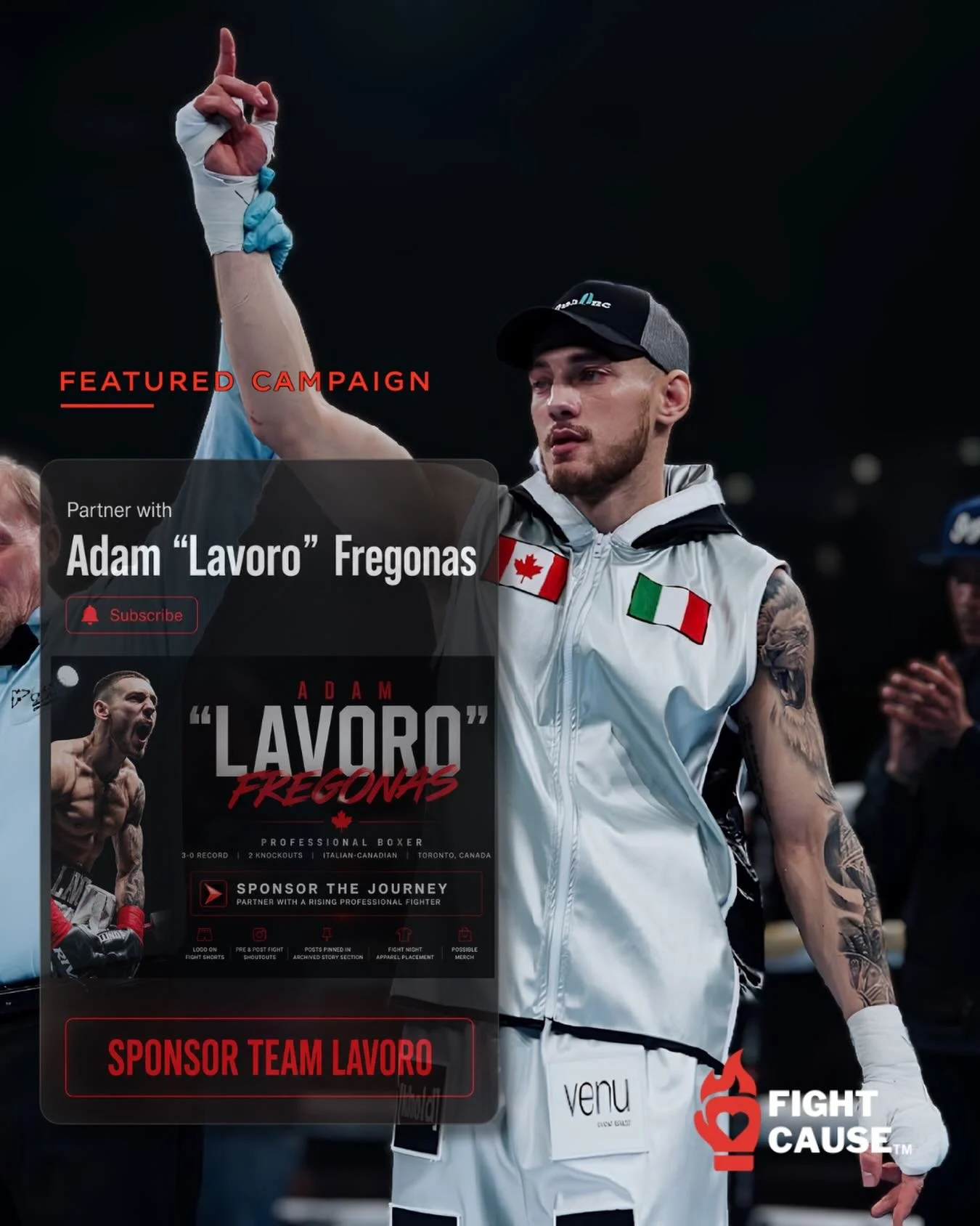 FightCause gives fighters a way to connect sponsors, supporters, and fans to their journey.

Built for the fight community.

#FightCause #BoxingCommunity #BoxingLife #ProfessionalBoxing #combatsports