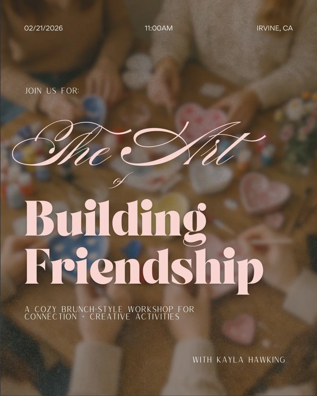 Galentine&rsquo;s season feels like the perfect time to make space for friendship 🎀💌

Join us for a cozy Saturday morning with coffee, creativity, and connection. This month at The Art of Building Friendship, we&rsquo;ll be painting flower vases an