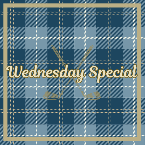 A plaid background with the word 'Eagle' in large cursive font and two crossed golf clubs underneath.