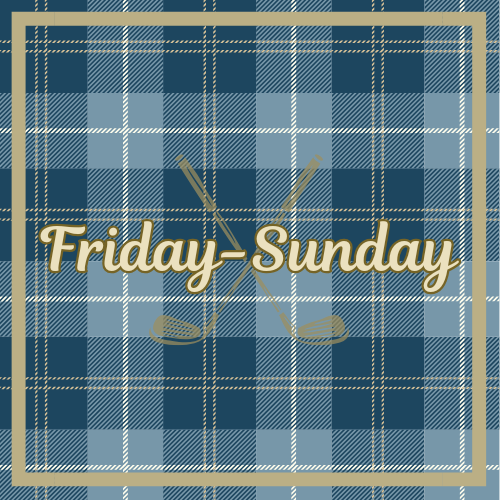 A logo with the word 'Albatross' written in script font over a plaid background, with two golf clubs crossed behind the text.