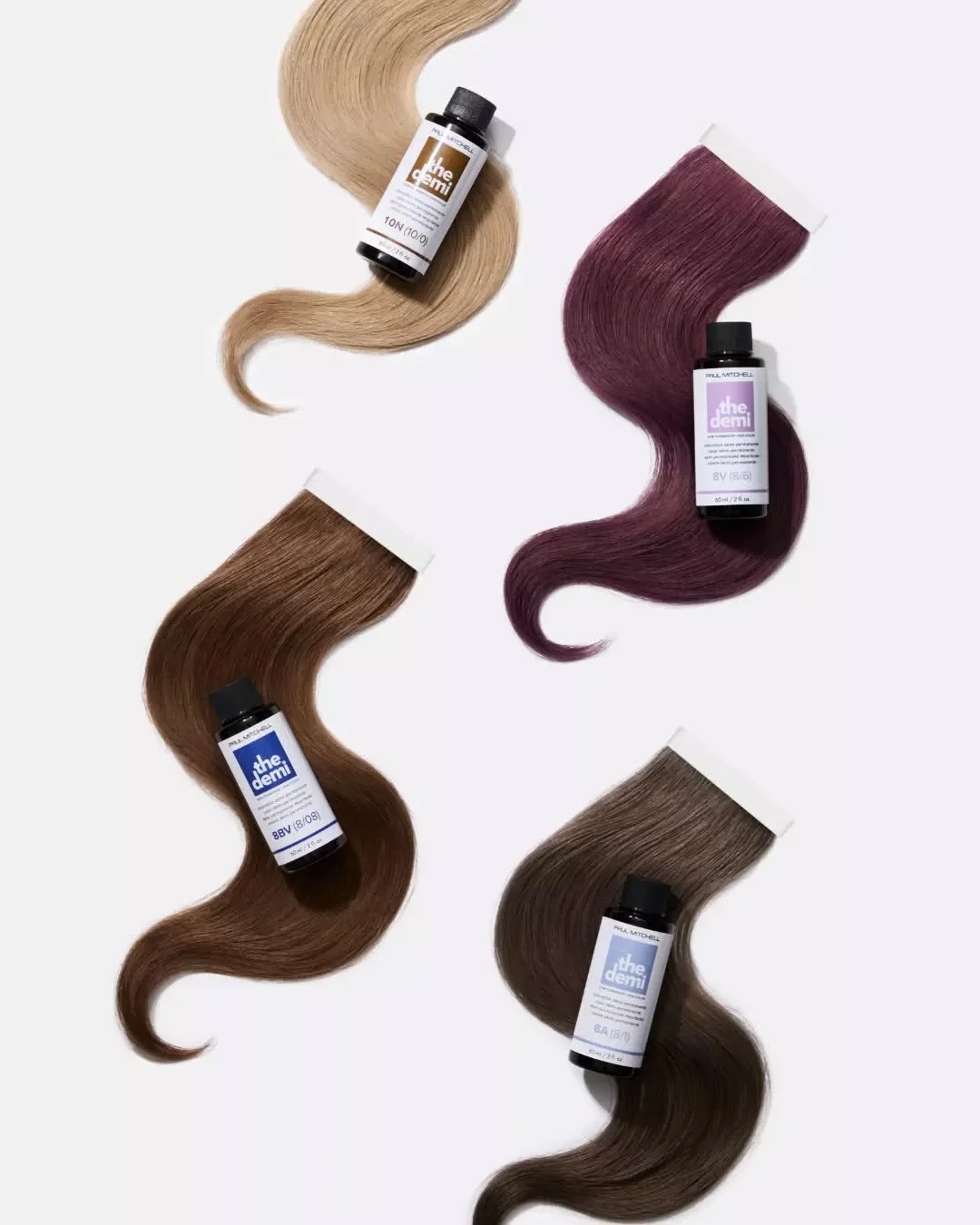 Meet the new additions to The Demi lineup from @paulmitchell 

Now available in 8BV, 8A, 8V, and 10N, these new shades give you even more control, tone, and creativity behind the chair. Think cool blondes, smoky violets, and natural refinement. Perfe