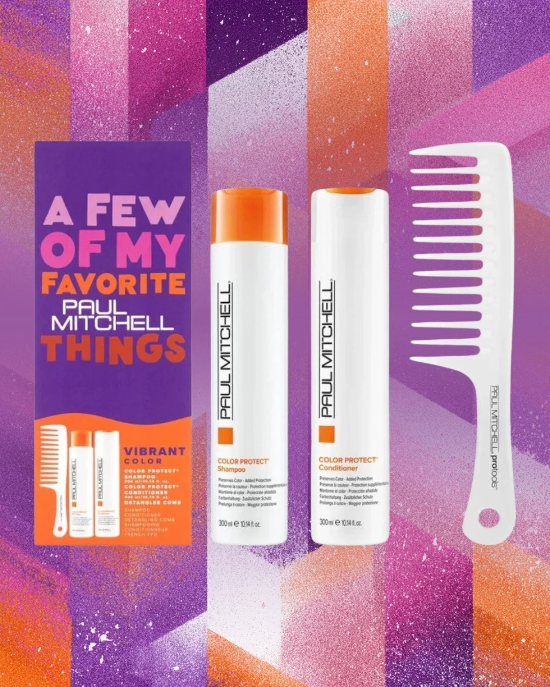✨ Keep your colour fresh &amp; fabulous! ✨
A Few of My Favourite Things by @paulmitchell features Colour Protect Shampoo &amp; Conditioner, infused with sunflower extract to help guard against sun damage and fading.
You&rsquo;ll also get a Detangler 
