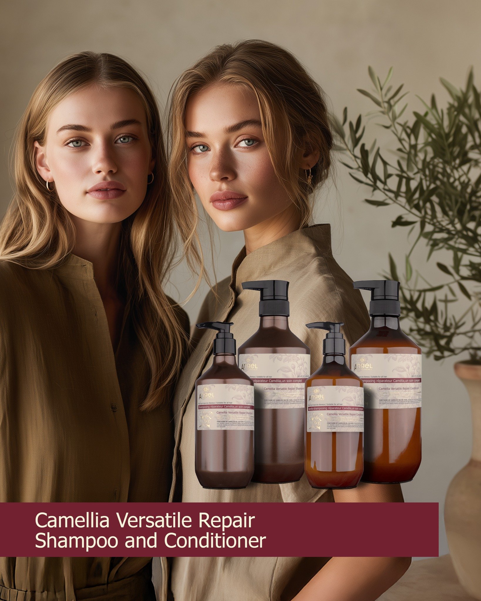 Say hello to the Angel Camellia Versatile Repair Shampoo &amp; Conditioner 🤍

Formulated with Camellia oil, this repairing duo helps restore strength, boost shine and deeply nourish damaged hair without weighing it down. It's the perfect addition to