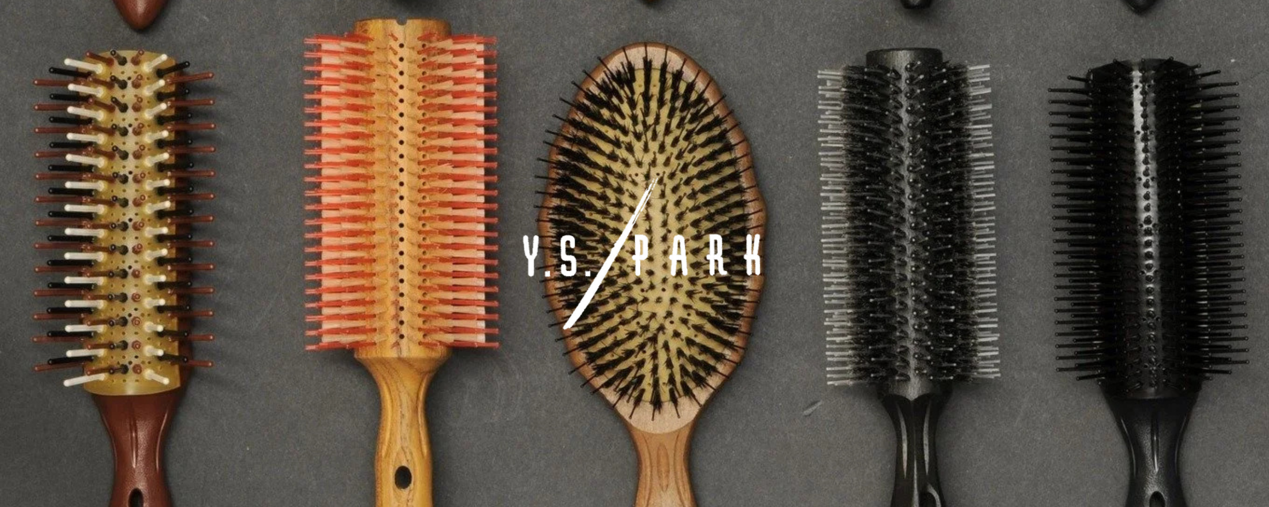 Range of YS Park made in Japan hairbrush and tools in different colourss