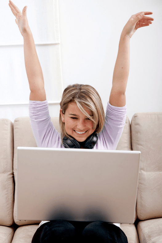 Coach celebrating after getting her business systems set up