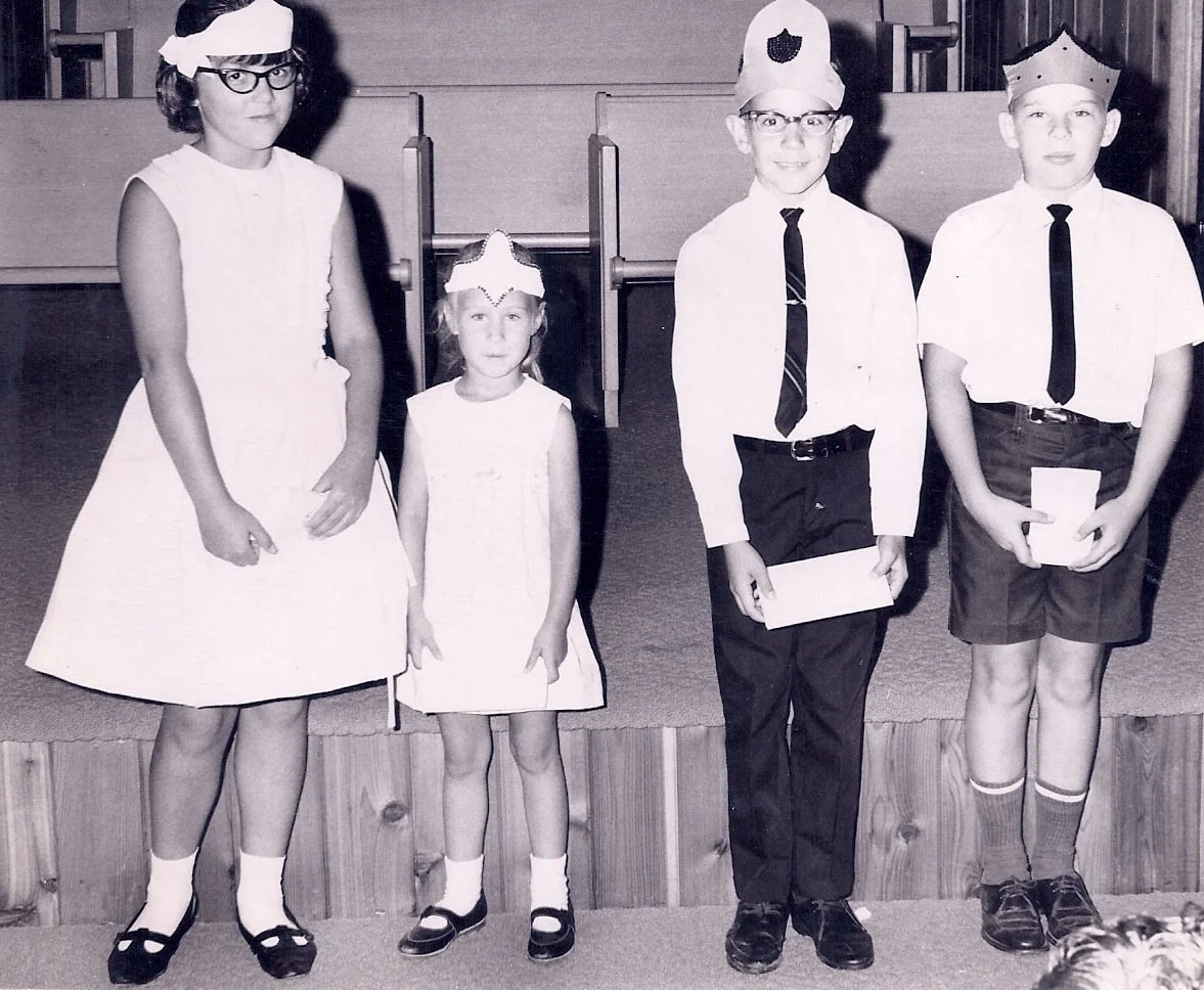 VBS around 1967 - Denise Schillp on the left, Charlotte Cremeens, Alan Canopy and Cliff Gardner