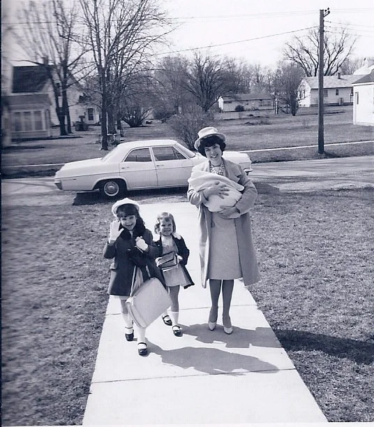 Easter Sunday, 1966. Joy Warner with daughters Lori, Avonna and Lolisa