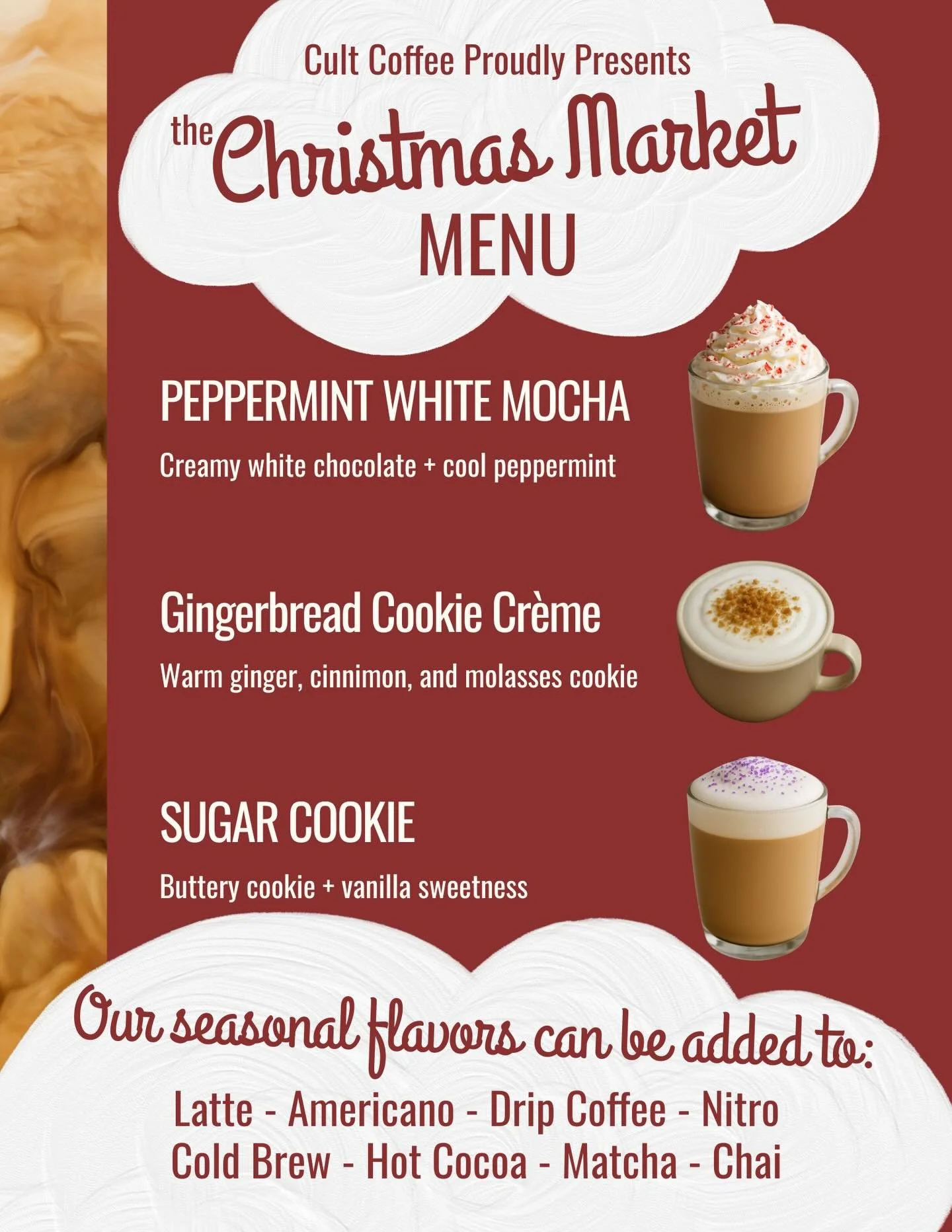 ✨🎄 TOMORROW! Saturday Dec. 6th🎄✨
We&rsquo;re rolling into @maesgatheringplace Bountiful Main Street with our Cult Coffee truck for a magical Christmas Market you won&rsquo;t want to miss! We&rsquo;ll be serving our cozy seasonal favorites&mdash;fro