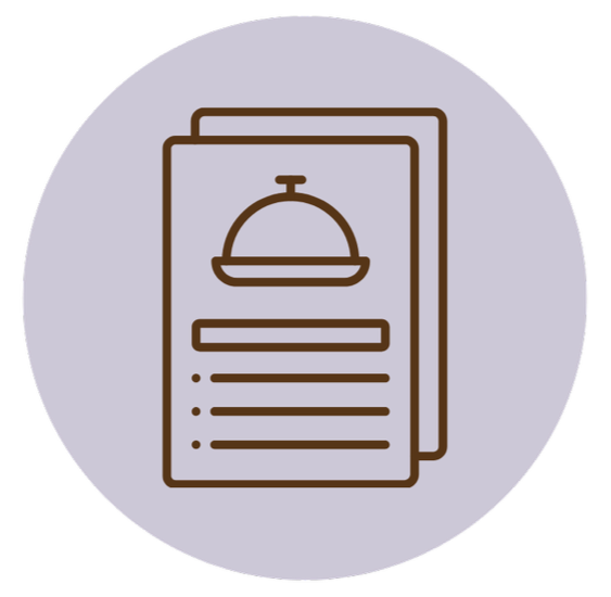 Icon of menus or menus with a cloche and text lines.