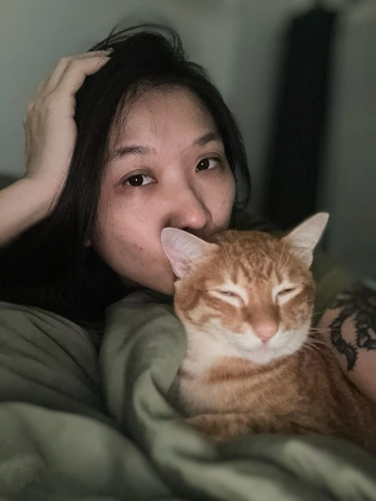 Volunteer with cat