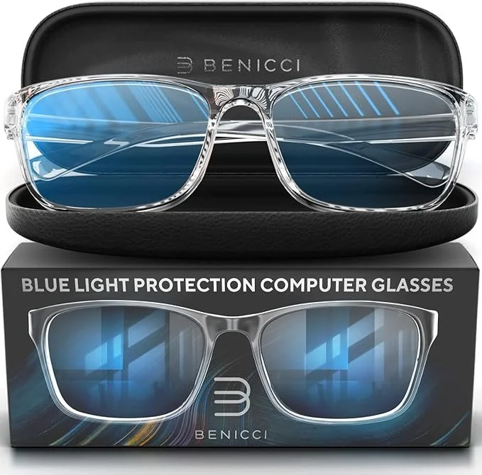 Blue Light Blocking Glasses (Stylish, Unisex with Case)