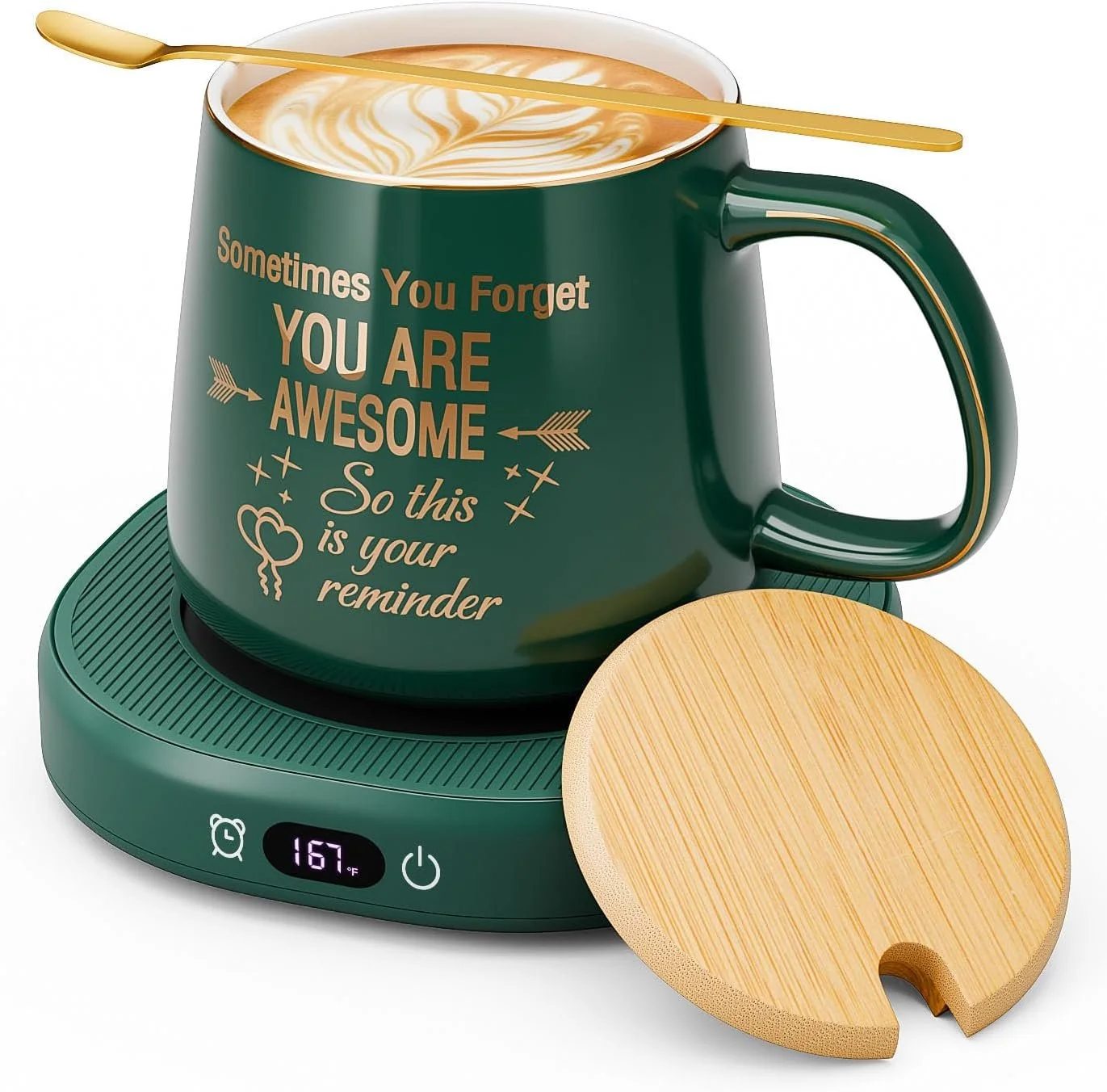 Coffee Mug Warmer &amp; “You Are Awesome” Mug Set (Electric Warmer with Auto Shut-Off)