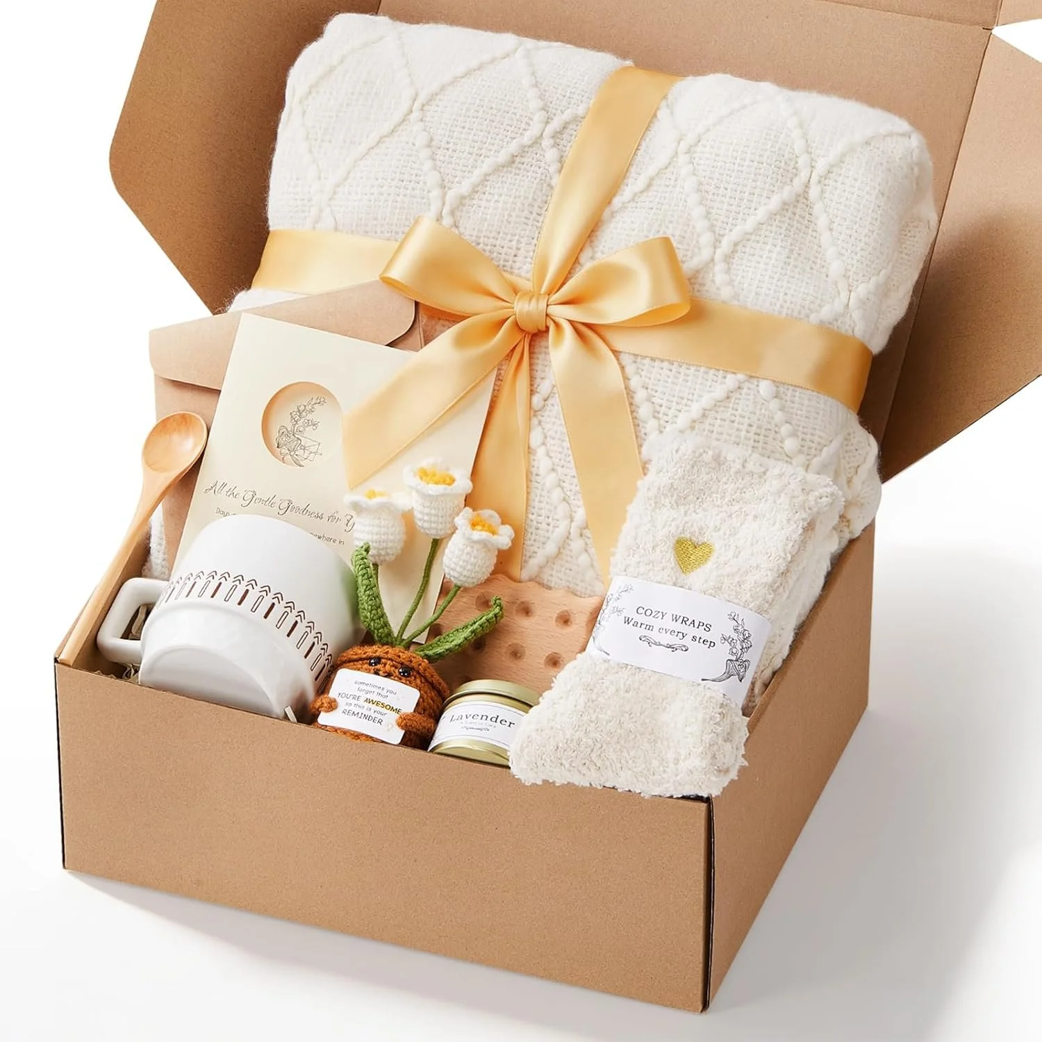 Get Well Self-Care Gift Basket with Cozy Blanket