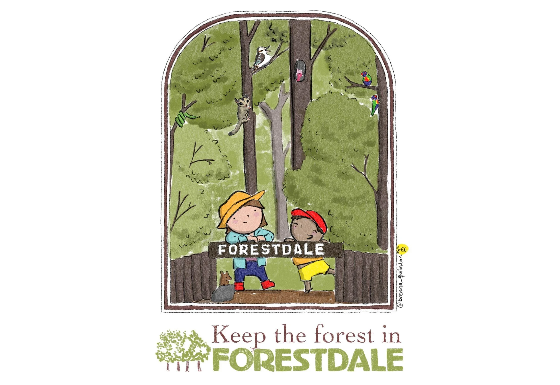 Original Forestdale keep the forest in Forestdale logo