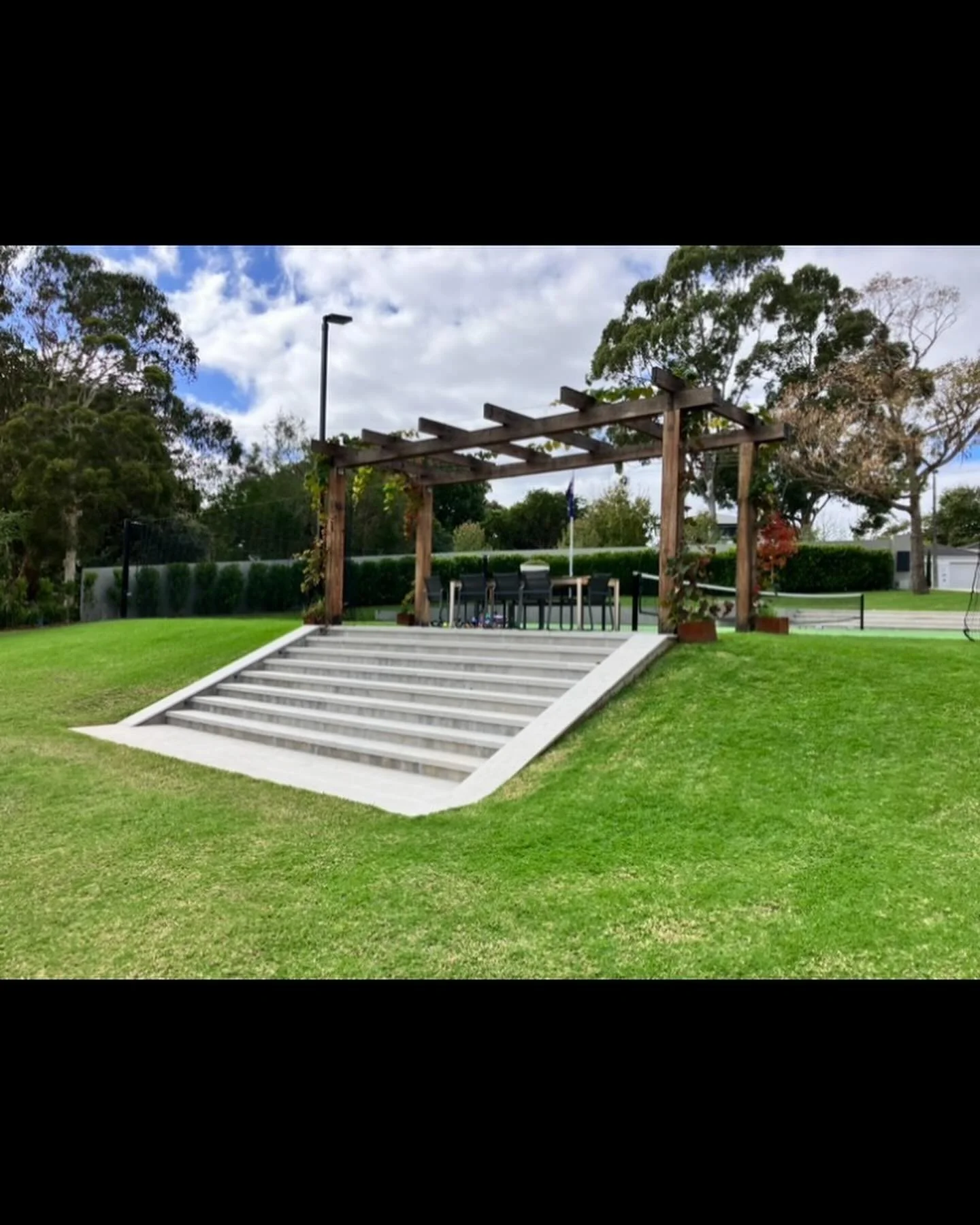 When a plain old grassy hill just won&rsquo;t cut it - talk to us about how we created this grand staircase and arbor beauty 🍁 these are the kinds of projects we strive for at PRG!