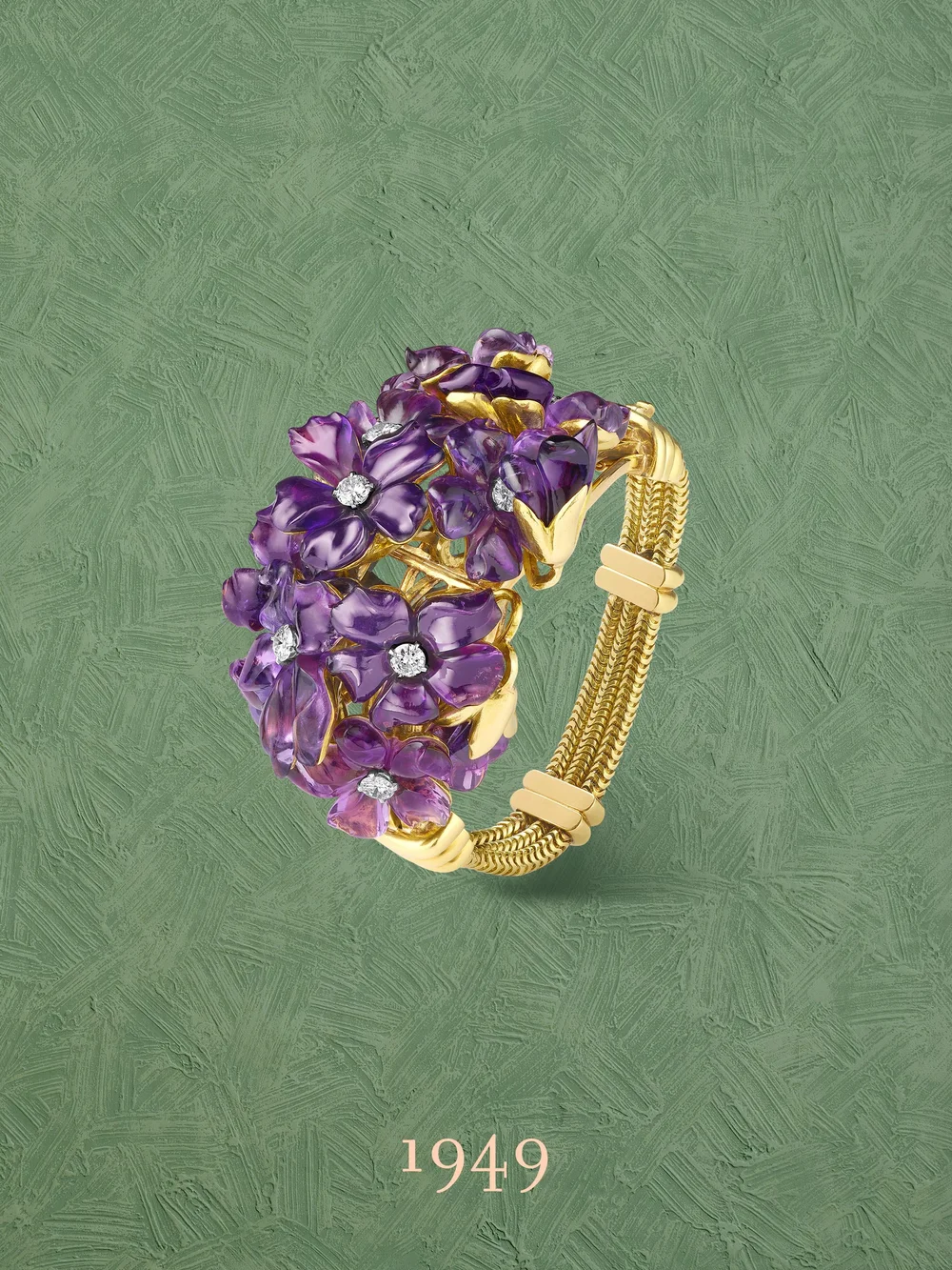  Violet Bouquet bracelet, 1947 | Yellow gold, platinum, amethyst, diamonds&nbsp;| Van Cleef &amp; Arpels Collection&nbsp; 