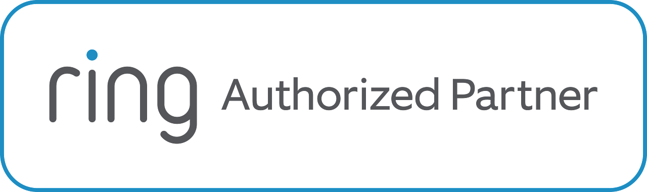 Ring Authorized Partner logo with black background and blue border.
