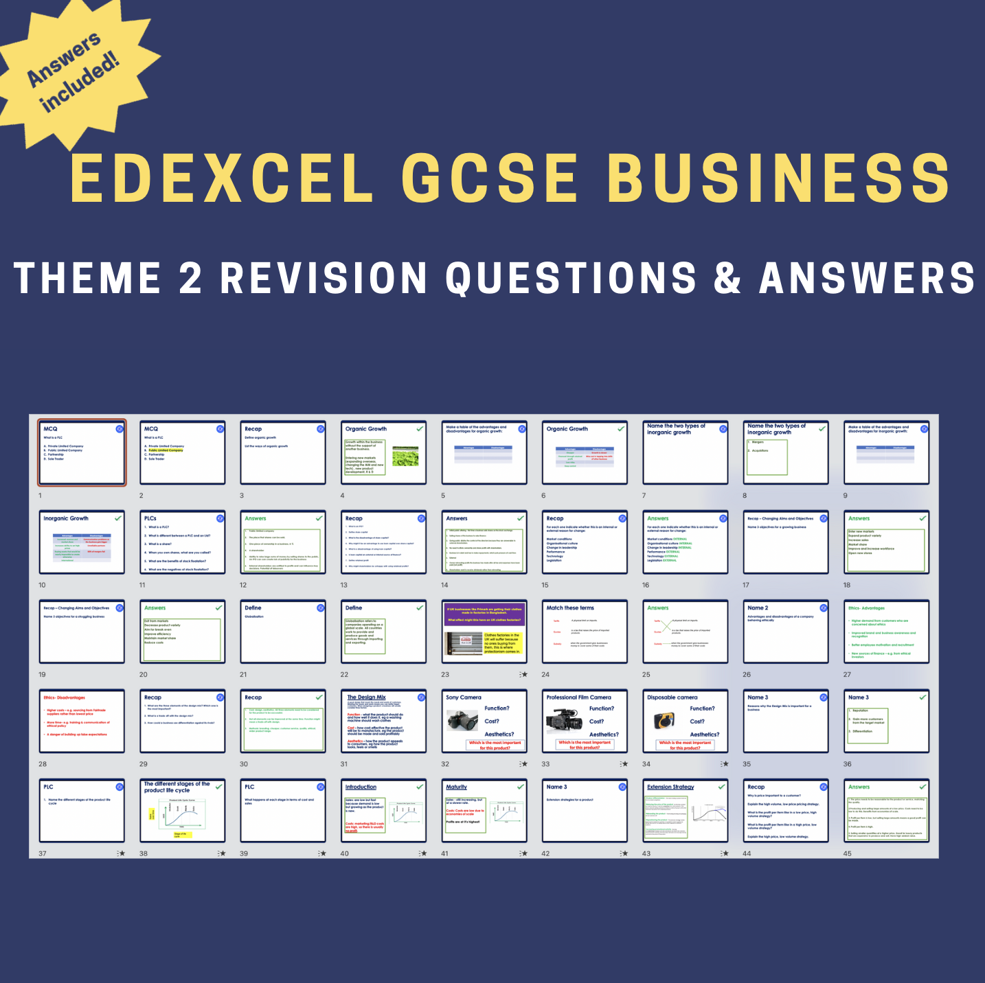 GCSE Business Edexcel Theme 2 Revision Questions & Answers