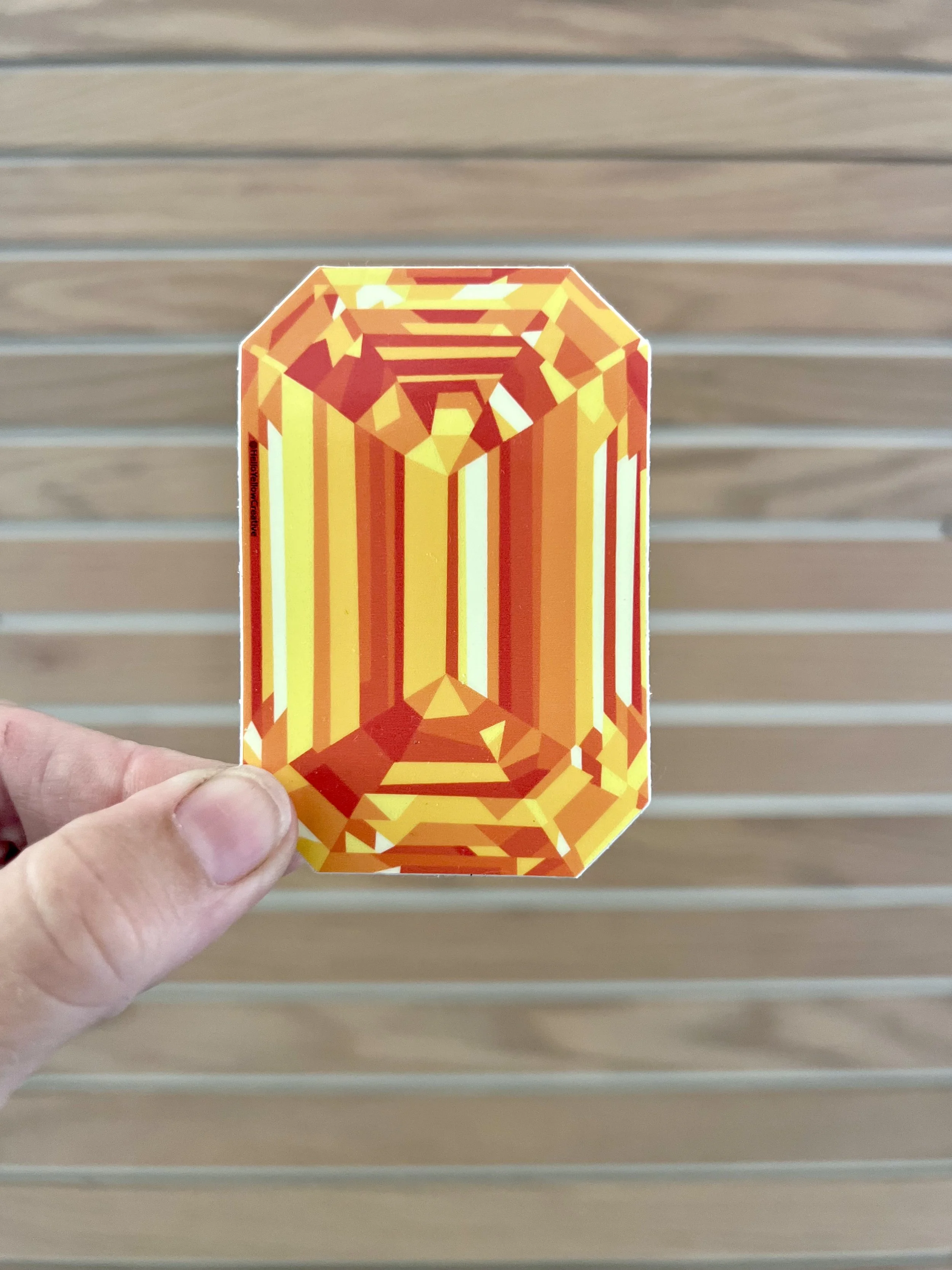 Yellow Gemstone Vinyl Sticker 2"x3"