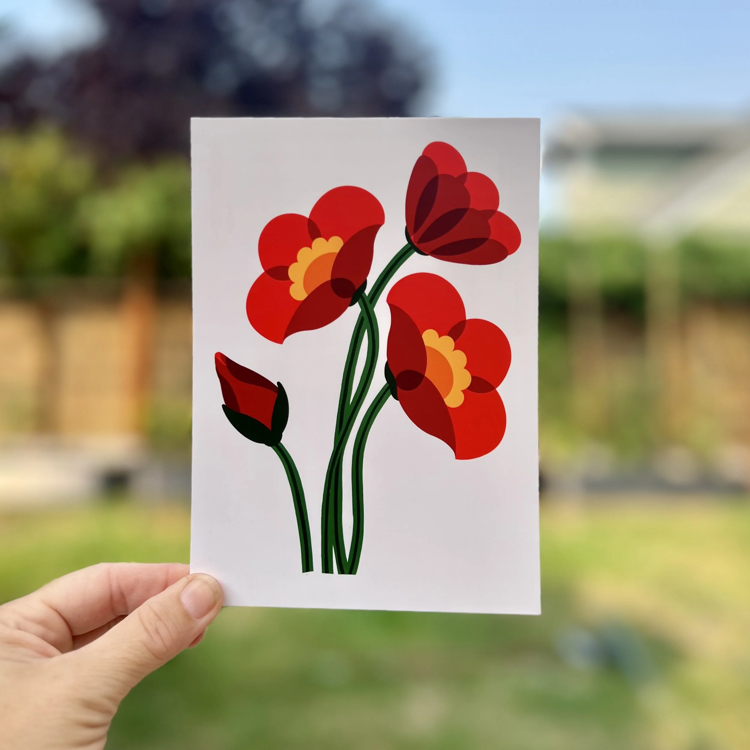 Red Poppy Print 5"x7" / Postcard