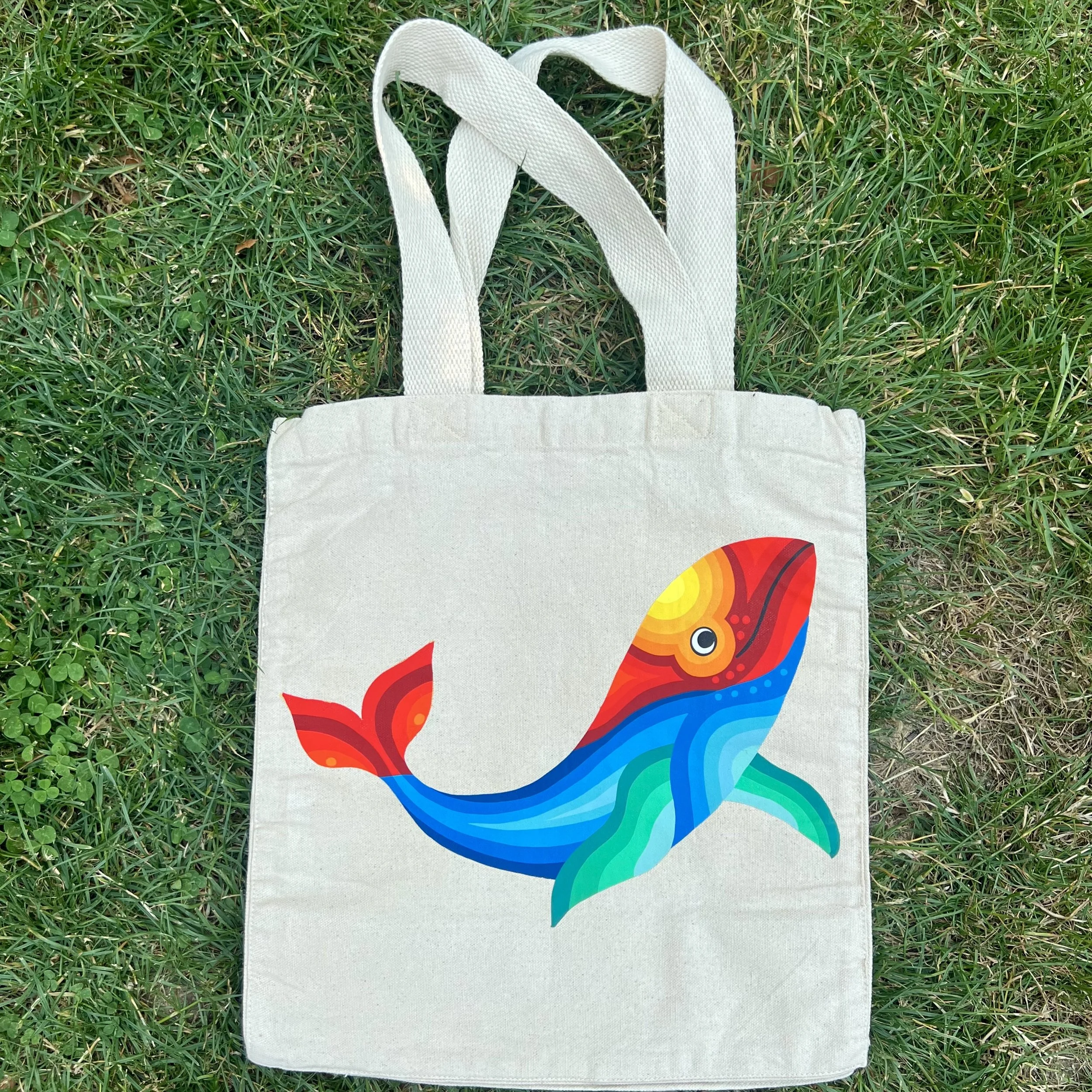 Whale Canvas Shopper Tote Bag
