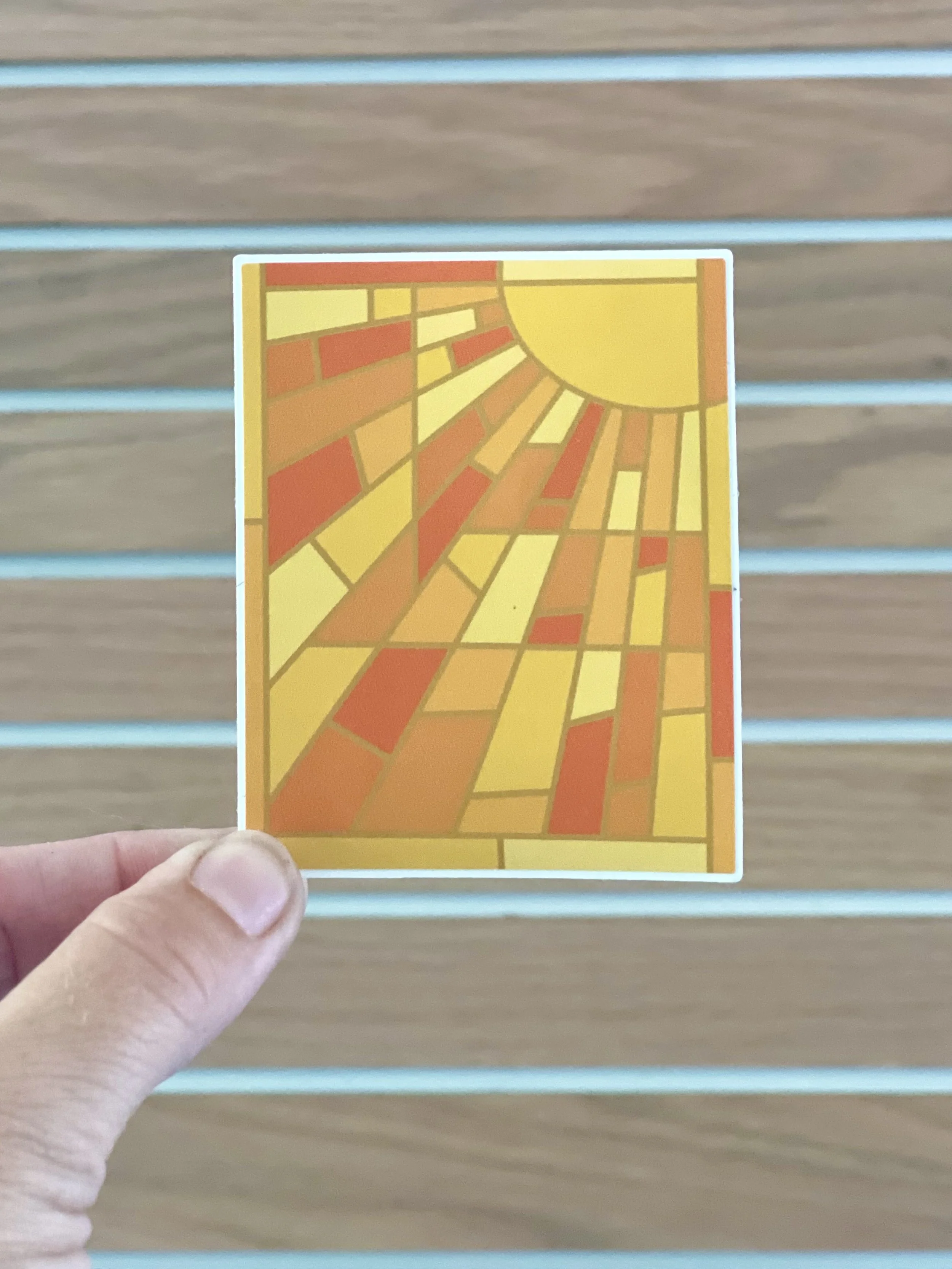 Stained Glass Sun Vinyl Sticker 2"x3"